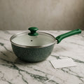 Marble-Coated Deep Wok with Glass Lid – Non-Stick Heavy Gauge Cookware