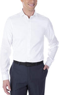 Men's Dress Shirt Slim Fit Non Iron Herringbone Spread Collar