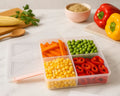 Premium 4-Grid Food Storage Organizer – Airtight Multi-Partition Fresh Keeper